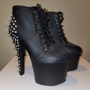 Pleaser Shoes - Fearless 700 Spiked Heel Ankle Boot Size 10
